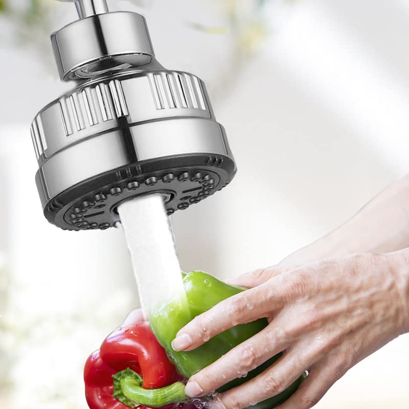 DEANKEJI 2 Pezzi Rompigetto Cucina, Aeratore Per Rubinetto 360° Ruotabile, Acciaio Inossidabile Argento, Adatto A Famiglie E Strutture Pubbliche