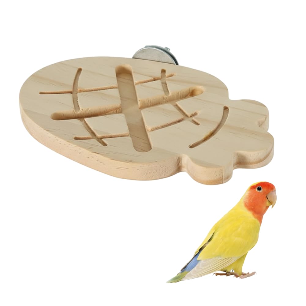 Parrot Foraging Toys, Wooden Enrichment Puzzle Toys with Groove, Bird Foraging Perch for Small-Medium Birds