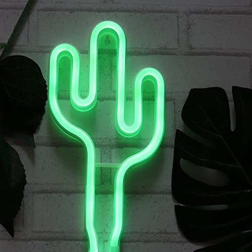 Cactus Neon Light Wall Decor Neon Signs for Bedroom Kids Battery and USB Powered Night Light Home Decoration (NECAC)