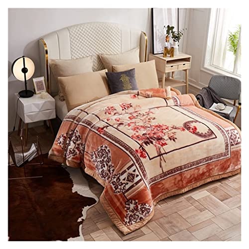 ブランケット ひざ掛け 2層リバーシブルソフトヘビー韓国ブランケット、暖かいプラッシュフリースブランケット、韓国スタイルミンクブランケット 毛布 冬用 (Color : D, Size : 200x230cm4kg)