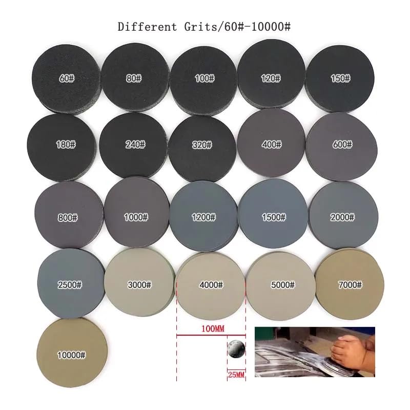 4Inch 100MM Wet and Dry Sandpaper 50Pcs Hook Loop Silicon Carbide 60-10000 Grits for DA Sanding Pad Polishing and Grinding,3000