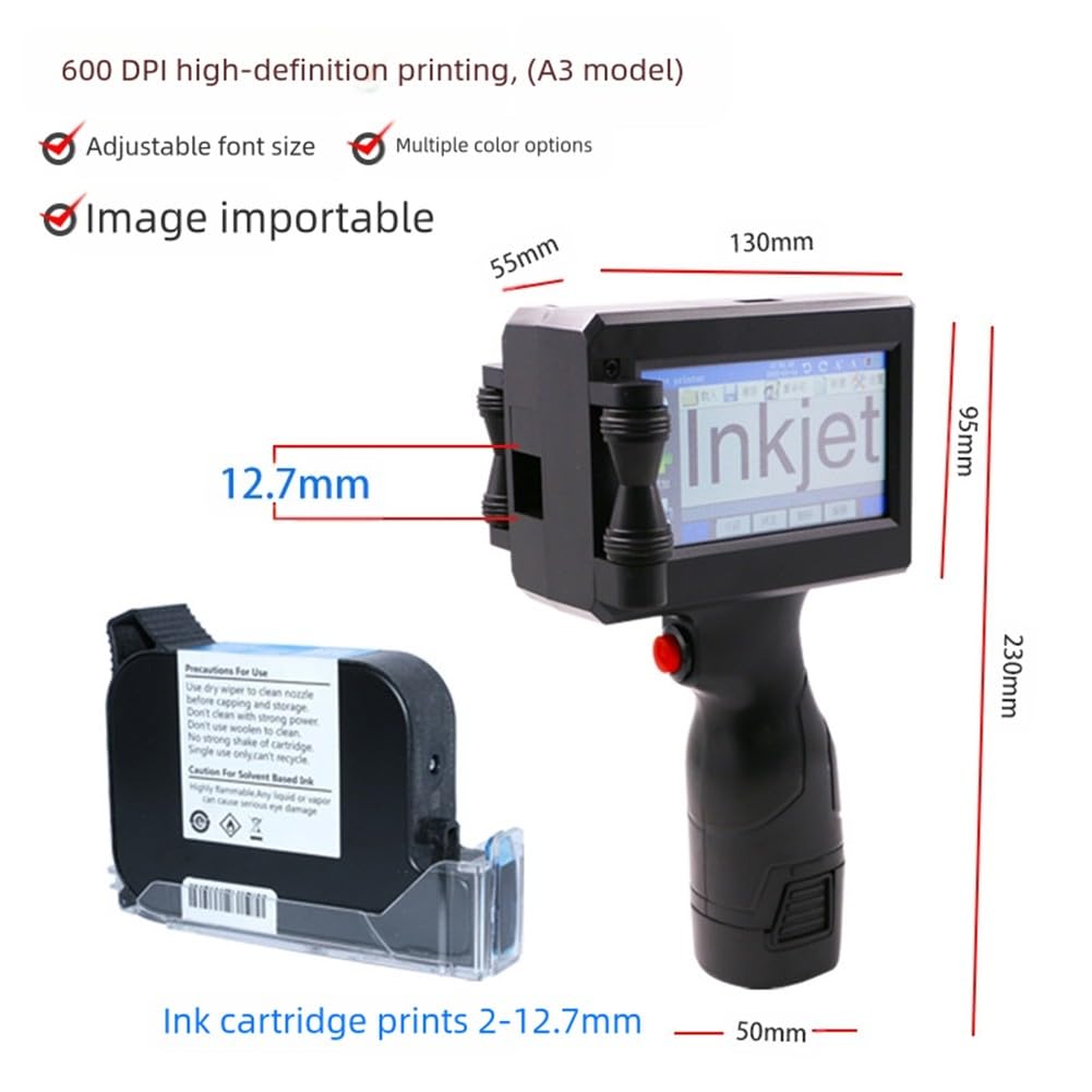FACAIIO Imprimante à jet d'encre portable avec carte mémoire intégrée, 4,3