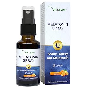 Mélatonine Spray – Spray instantané extra fortement dosé avec 0,5 mg de mélatonine par pulvérisation – Spray pour l’endormissement – Sans alcool – Vegan – Goût d’orange – 30 ml