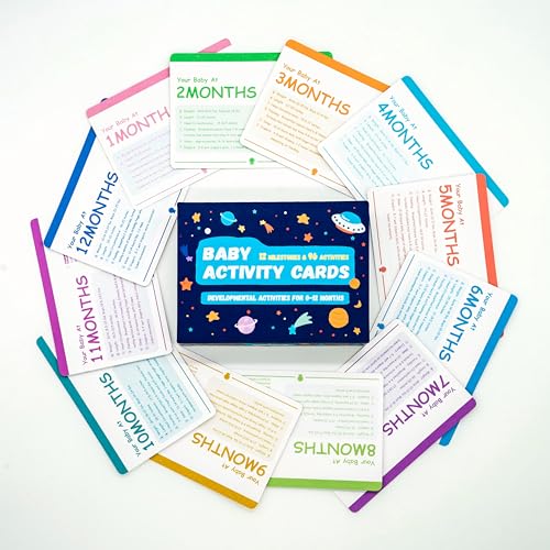 Image of Baby Activity Cards for 0-12 Months - 96 Activities Covering Milestones | Newborn & Infant Essentials Must-Haves for New Moms & First-Time Parents