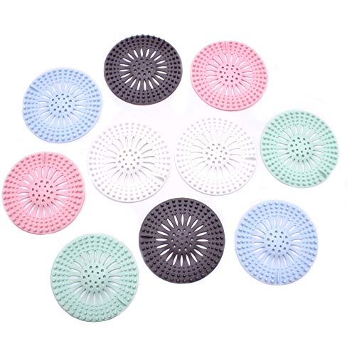 Hair Catcher Durable Silicone Hair Stopper Shower Drain Covers Easy to Install and Clean Suit for Bathroom Bathtub and Kitchen 10 Pack