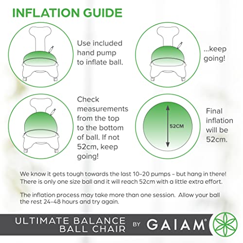 Gaiam Ultimate Balance Ball Chair (Standard or Swivel Base Option) - Premium Exercise Stability Yoga Ball Ergonomic Chair for Home and Office Desk - 52cm Anti-Burst Ball, Air Pump, Exercise Guide2