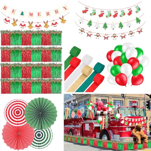 Crowye 122 Pcs Christmas Parade Float Decoration Kit Red Green Wh...