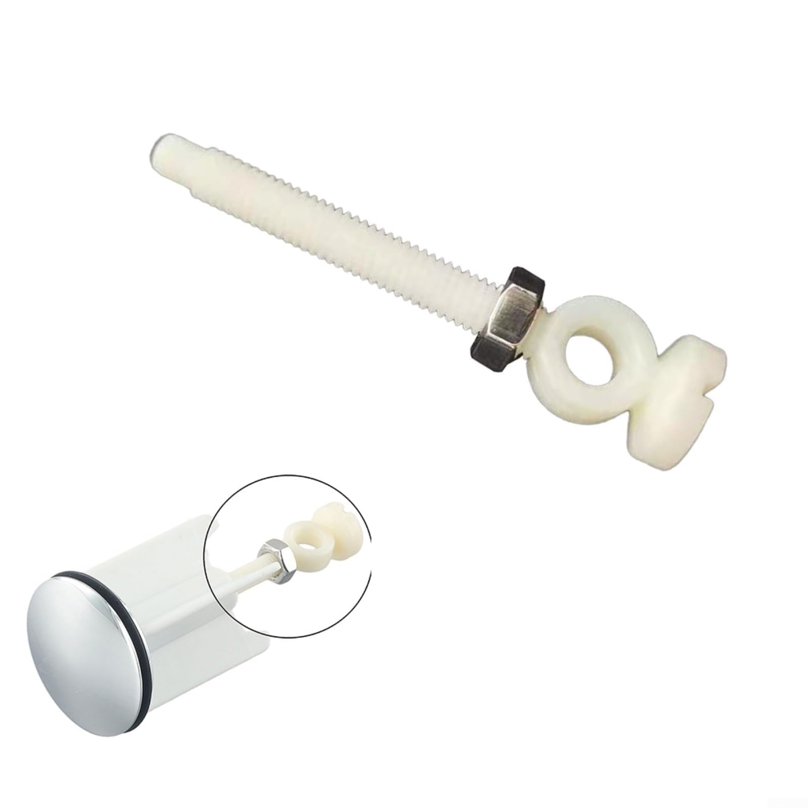 Tornillo de plástico para fregadero de baño, tapón de drenaje de fregadero de baño, tapón de drenaje de botón pulsador (62 mm)