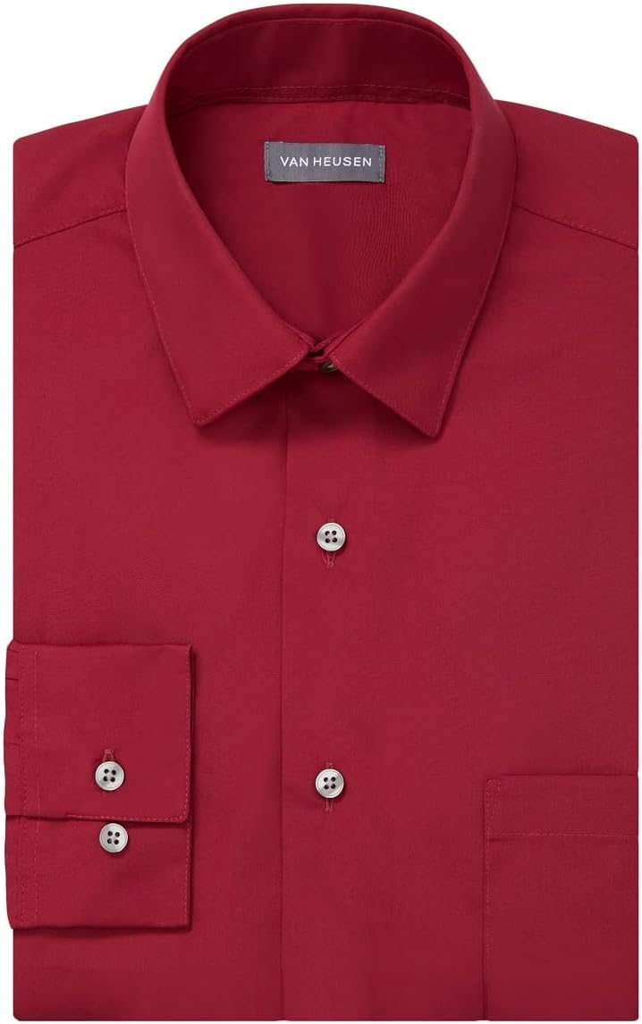 Van Heusen Mens Dress Shirt Regular Fit Poplin Solid