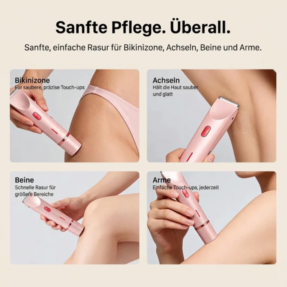 Aluvea Smooth Trim - 2-In-1 Haartrimmer Für Damen | Sanfte & Glatte Rasur Für Bikinizone, Achseln & Gesicht | Gegen Rasurbrand & Eingewachsene Haare (Weiß)