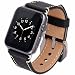 MKEKE L003 42mm Black Apple Watch Band, 42mm iWatch Band Strap Premium Vintage Genuine Leather Replacement Watchband with Secure Metal Clasp Buckle for Apple Watch Sport Edition(Dark Black 42mm)