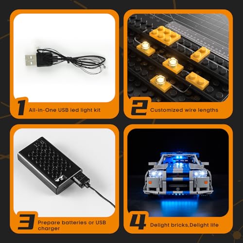 Image of LIGHTAILING Light for Lego-42210 2-Fast-2 Furious-Nissan-Skyline GT-R (R34) Car - Led Lighting Kit Compatible with Lego Building Blocks Model - NOT Included The Model Set
