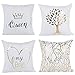 Produktbild Jian Ya Na Kissenbezüge Set, New Living Dekorative Wurfkissenbezug Kissenbezug Set von 4 Sofa Home Decor Design-Kissenbezügen mit Unsichtbare Reißverschluss 18"x18 Liebe & Queen