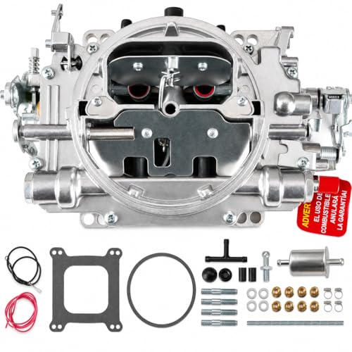 4-Barrel Carburetor 650 CFM Square-Flange Manual Choke FIT Small Block V8 Street Engines AVS2 1905 Style Replacement Satin Die-Cast Aluminum 5.160 x 5.625 Bolt Pattern