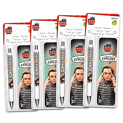 The Big Bang Theory Inkworks Pen Super Set - 4 Deluxe Pens with Bookmark (Big Bang Theory Office Supplies, Merchandise)
