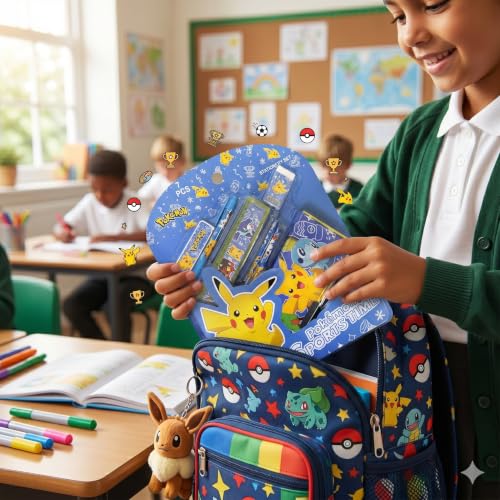 Image of Pokemon 7 pcs Stationery SetSchool Supplies Kit Multicolor Return Gift for Kids Age 3 Years +