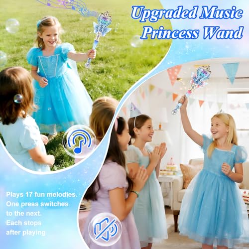 Image of PATPAT Light-Up Princess Magic Wand with Music, USB Rechargeable LED Fairy Magic Stick with Heart Crown & Angel Wings, Fantasy Role-Play Magical Stick Costume Party, Cosplay, Pretend Play & Gifting
