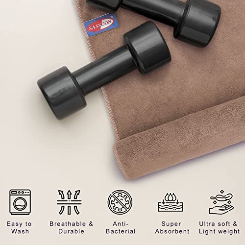 Image of Sassoon Unisex Microfiber Gym Towel in 450 GSM (Set of 2, Peanut) 40cmX60cm- Fast Drying & Light Weight Ultra Absorbent Sports Towel