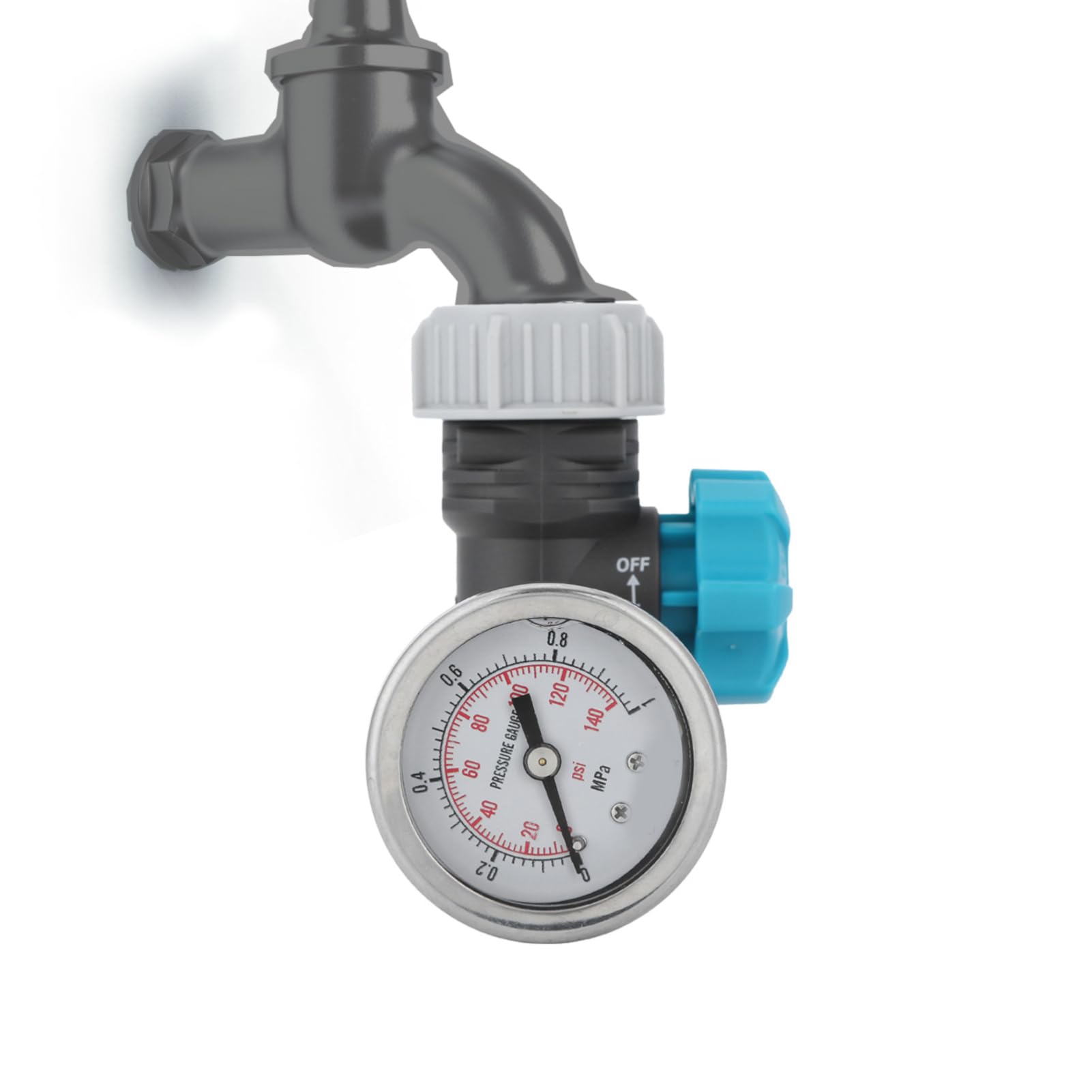 Terugspoelfilter, drukregelaar waterfilter met manometer, waterdrukregelaar, watervoorfilter, sedimentfilter, uitspoelbaar fijnfilter, spin down sediment waterfilter (1 inch met 1/2 inch adapter