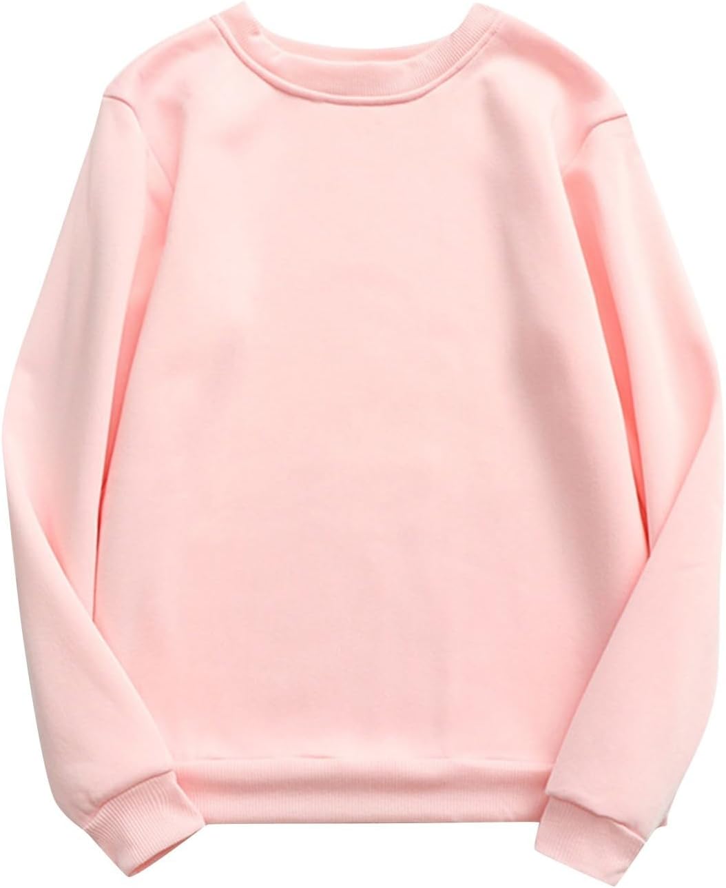 Women's Sweatshirt, Casual Solid Color Crewneck Sweatshirts Long Sleeve Oversized Tops Spring Outfits Clothes 2026, S-2XL