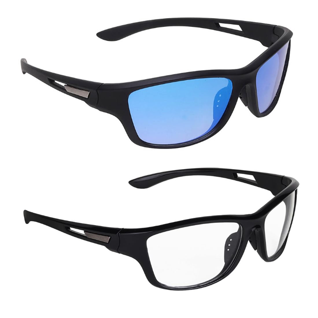 elligator Driving Sport Square Blue and Clear Sunglass for Men & Women | Full-Rim Cover Eyewear for Driving, Cycling, Sports,Cricket | Lightweight Flexible for All-Day Comfort-picture-10