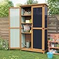 Aoxun Outdoor Storage Cabinet Shed - Tall Tool Garden Vertical Cabinet