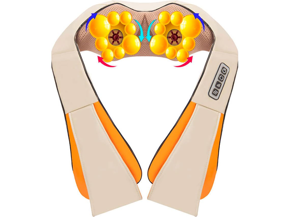 Masajeador Eléctrico Shiatsu Con Calefacción Para Cuello, Espalda, Piernas y Hombros | Alivia El Dolor Muscular Corporal | Intensidad Ajustable