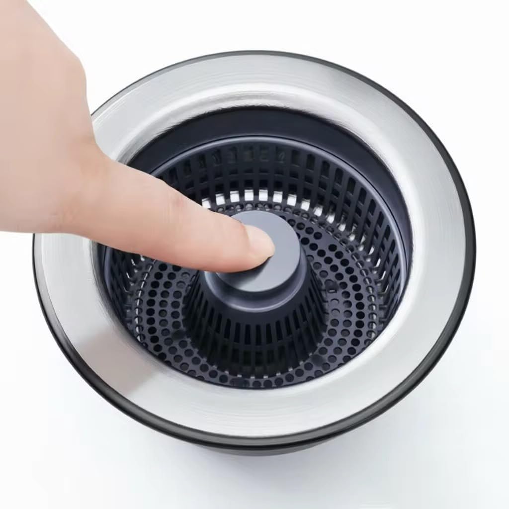 XBEY 3-in-1 Kitchen Sink Stopper Strainer, 304 Stainless Steel Pop Up Sink Drain Strainer with Handle Rod for US Standard 3-1/2 inch Drain Filter, Anti-Clog-picture-13