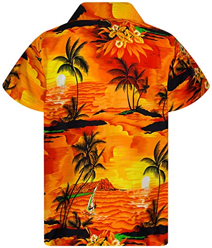 King Kameha Funky Hawaiian Shirt Kids Boys, Shortsleeve, Print Surf, Orange, 10
