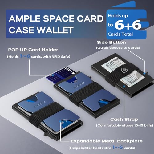 Image of RUNBOX Slim Wallet for Men, RFID Aluminum Pop-Up Card Holder for 12 Cards
