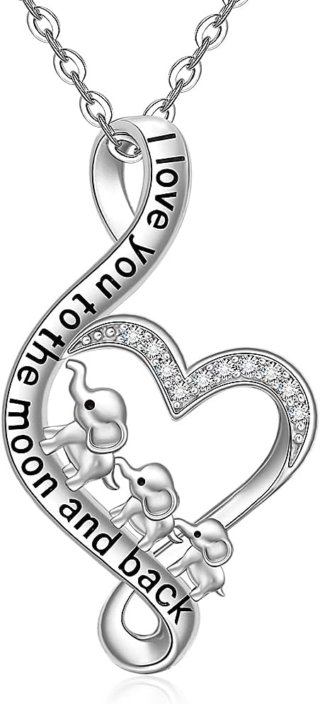 Fenthring Elephant Necklace Infinity Mama Elephant Gifts for Women Mom Sterling Silver Mothers Day Gifts