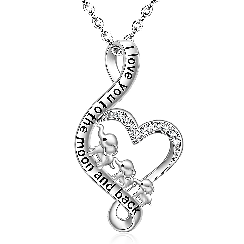 Elephant Necklace Infinity Mama Elephant Gifts for Women Mom Sterling Silver Mothers Day Gifts
