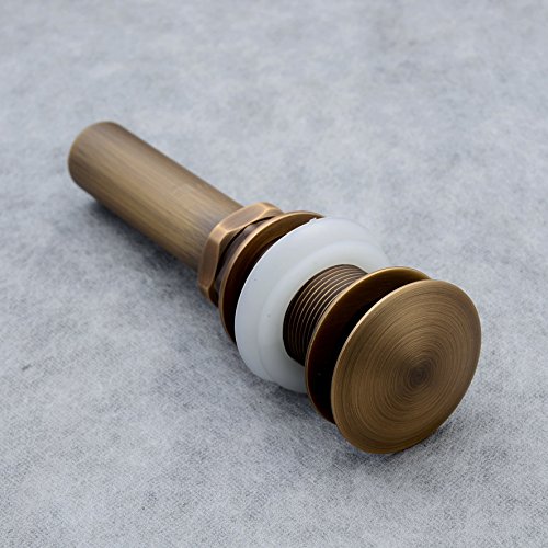 Beelee Bathroom Sink Drains Pop Up Drain with Overflow for Vanity Vessel Sinks Without Overflow, Antique Brass Finish,BLDW9440A - Thumbnail 2