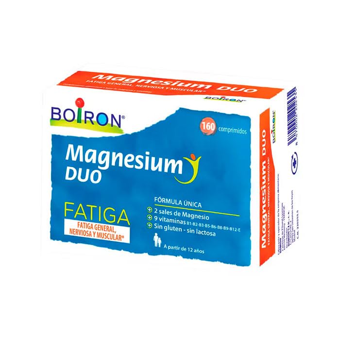 Boiron Magnesium Duo Fatiga 160 Comprimidos | 2 Sales de Magnesio y 9 Vitaminas | Contribuye a disminuir la sensación de fatiga y cansancio.
