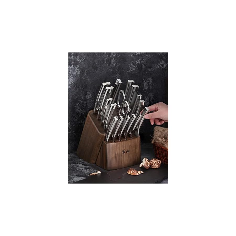 Cangshan N1 Series 1024784 German Steel Forged 17-Piece Knife Block Set, Walnut