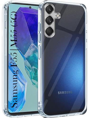 Image of Jkobi Back Cover for Samsung Galaxy M55 5G | F55 5G | M55s 5G (Silicone Clear Shockproof Case with Camera Protection | Soft and Flexible | Transparent)