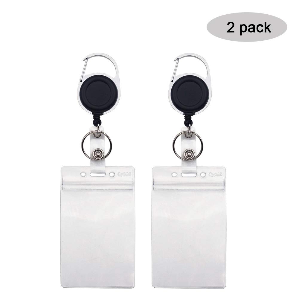 Buy 2Pack Round Retractable Badge Holders with Carabiner Reel Clip and