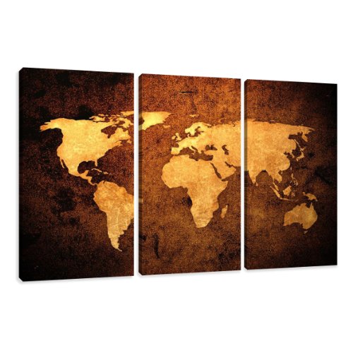 bestpricepictures 160 x 90 cm impression sur toile mappemonde 1162 - peinture / image / tableau / decoration sur châssis
