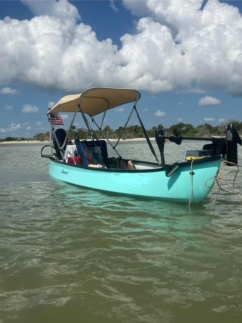 Beige Sun Shade/Canopy Bimini Top for Gheenoe, Complete Kit, Frame, Canopy, Hardware, Boot, Rear Support Poles, Perfect Shade Solution, Fully Convertible Bimini Top