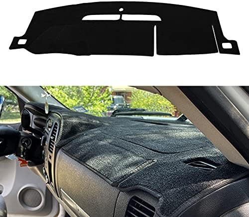 Black Dash Cover Fit Compatible with 2007-2014 Chevy Tahoe Avalanche Suburban GMC Yukon/2007-2013 Silverado LTZ GMC Sierra SLT,Dashboard Cover Carpet