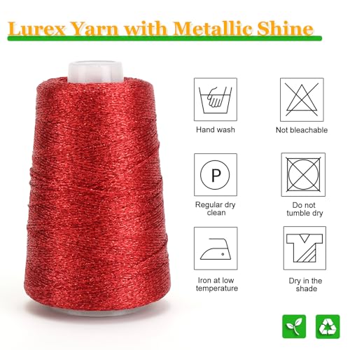 Image of Metallic Crochet Thread, 80g Lurex Yarn for Charms(Red)