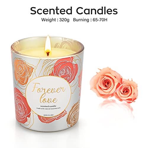 Candle Gifts For Women & Girlfriend, Rose Scented Candle Gifts For Women - Gifts For Her, Wife - Thank You Gifts For Women - Hand Painted Jar Candle 11.3 Oz #TOP7