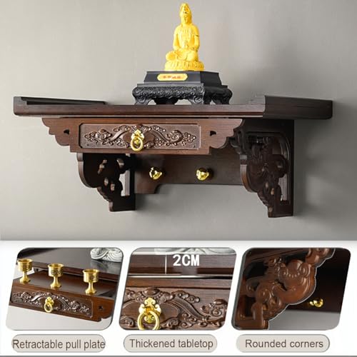 Niche Bouddhiste Murale Suspendue : Solution Gain de Place avec Plateau Rétractable - 4