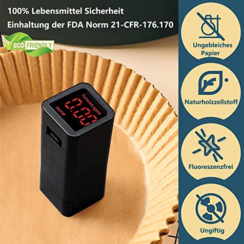 HONYAO Backpapier für Heißluftfritteuse XXL 6,5-9 L, Rund 23 cm 100 Stück Pergamentpapier Airfryer Liners, Einwegartikel Paper Zubehör für Ofen und Air Fryers – Bild 6