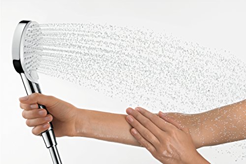 hansgrohe Crometta - wassersparender Duschkopf 6 l/min (EcoSmart), Handbrause mit 2 Strahlarten, runde Duschbrause (⌀ 100 mm), Sparduschkopf mit Antikalk-Funktion, Weiß/Chrom - Image 3