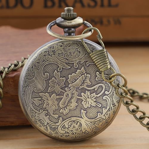 Image of Quartz Pocket Watch for Men, White Roman Digital Dial Pocket Watches for Men with Chain