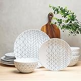 BZYOO Juego de vajilla de cerámica de 12 piezas, colección Spidy)