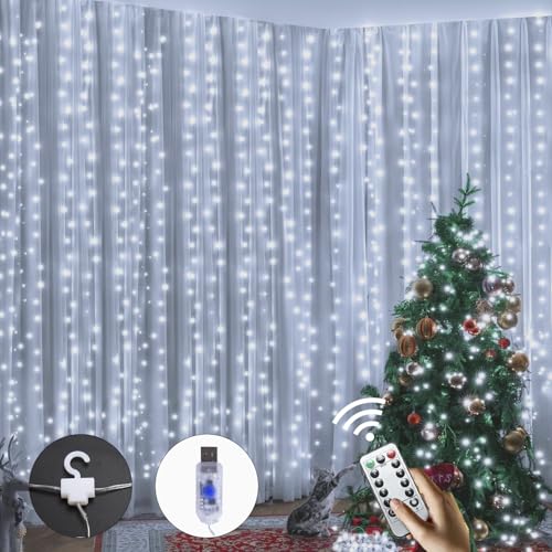 Wekrigh Tenda Luminosa, 300 LED 3 * 3 Luce per Tenda 8...