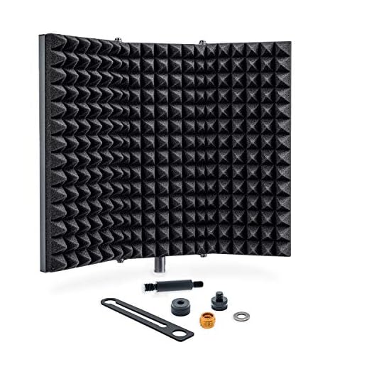 Sonic Acoustics Professional Studio Recording Microphone Isolation Shield, Pop Filter, High Density Absorbent Foam Reflector for Any Condenser Microphone Recording Equipment Studio, Silver Grey