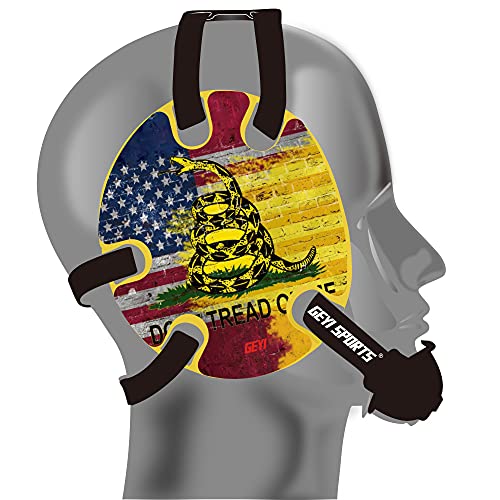 Wrestling Headgear with Flag Do not Tread On Me Stickers (Yellow, Adult)